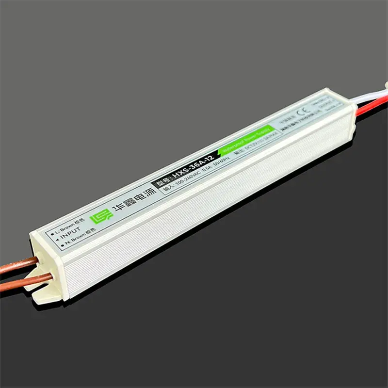 UltraSlim su geçirmez 36W 12V 24V LED Sürücü IP67 Silikonla tamamen kapatılmış entegre muhafaza